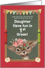 Back to School for Daughter in 1st Grade Cute Deer and Chalkboard card