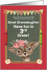 Back to School for Great Granddaughter in 3rd Grade Cute Deer card