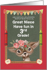 Back to School for Great Niece in 3rd Grade Cute Deer and Chalkboard card