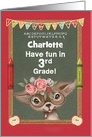 Back to School Custom Name 3rd Grade Cute Girly Deer card