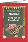 Back to School Custom Name Preschool Cute Girly Deer card