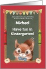 Back to School Custom Name Kindergarten Boyish Squirrel card