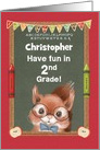 Back to School Custom Name 2nd Grade Boyish Squirrel card