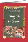 Back to School 2nd Grade Boyish Squirrel and Girly Deer card