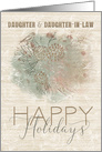 Happy Holidays to Daughter and Daughter in Law Pine Tree with Bird card