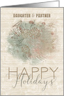 Happy Holidays to Daughter and Partner Pine Tree with Bird card