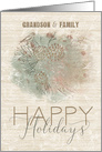 Happy Holidays to Grandson and Family Pine Tree with Bird card