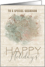 Happy Holidays to a Special Grandson Pine Tree with Bird card