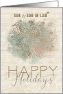 Happy Holidays to Son and Son in Law Pine Tree with Bird card