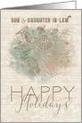 Happy Holidays to Son and Daughter in Law Pine Tree with Bird card