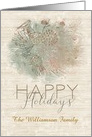 Happy Holidays Custom Name Personalize Pine Tree with Bird card