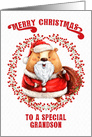 Merry Christmas to Grandson Big Bear in Santa Suit card