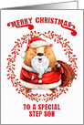 Merry Christmas to Step Son Big Bear in Santa Suit card