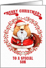 Merry Christmas to Son Big Bear in Santa Suit card