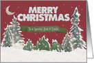 Merry Christmas to a Special Aunt and Uncle Pine Trees and Snow Scene card