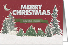 Merry Christmas to Brother and Family Pine Trees and Snow Scene card