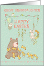 Happy Easter to Great Granddaughter Springtime Bear and Bunnies card