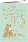 Happy Easter to Niece Springtime Bear and Bunnies card