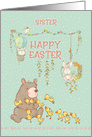 Happy Easter to Sister Springtime Bear and Bunnies card