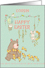 Happy Easter to Cousin Springtime Bear and Bunnies card