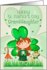 Granddaughter Happy St. Patrick’s Day Cute Girl with Shamrocks card