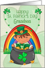 Happy St. Patrick’s Day to Grandson Little Boy in Pot of Gold card