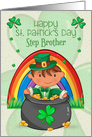 Happy St. Patrick’s Day to Step Brother Little Boy in Pot of Gold card