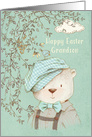 Happy Easter to Grandson Cute Bear and Bird card