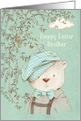 Happy Easter to Brother Cute Bear and Bird card