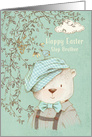 Happy Easter to Step Brother Cute Bear and Bird card