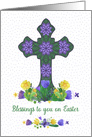 Easter Blessings Mandala Cross with Pretty Flowers card
