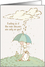 Encouragement with Rain Showers over Cute Mouse with Umbrella card