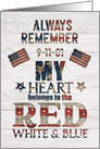 Patriot Day Always Remember Patriotic Word Art with American Flags card