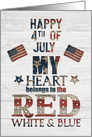 Happy 4th of July Patriotic Word Art with American Flags card