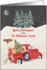 Merry Christmas Custom Name Red Truck Snow Scene card