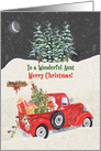 Merry Christmas to a Wonderful Aunt Holiday Red Truck Snow Scene card