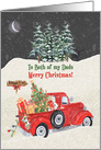 Merry Christmas to Both of my Dads Holiday Red Truck Snow Scene card