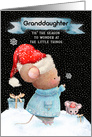 Merry Christmas to Granddaughter Cute Mice in the Snow card