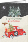 Goddaughter Merry Christmas Red Truck Snow Scene card