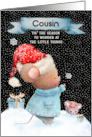 Cousin Merry Christmas Cute Mice in the Snow card