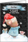 Sister Merry Christmas Cute Mice in the Snow card