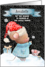 Custom Name Merry Christmas Cute Mice in the Snow card