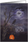 Step Son Boo Happy Halloween Misty Nighttime Scene card
