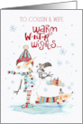 Cousin and Wife Merry Christmas and Happy New Year Snowman card