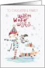 Daughter and Family Merry Christmas and Happy New Year Snowman card