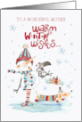 Mother Christmas Greeting with Warm Winter Wishes and Cute Snowman card