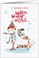 Nephew and Wife Christmas Greeting with Warm Winter Wishes card