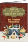 Business Christmas Custom Business Name Cottage Home in the Snow card