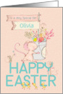 Custom Name Happy Easter Mice and Flowers card