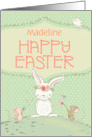 Custom Name Happy Easter Cute Bunny and Friends card